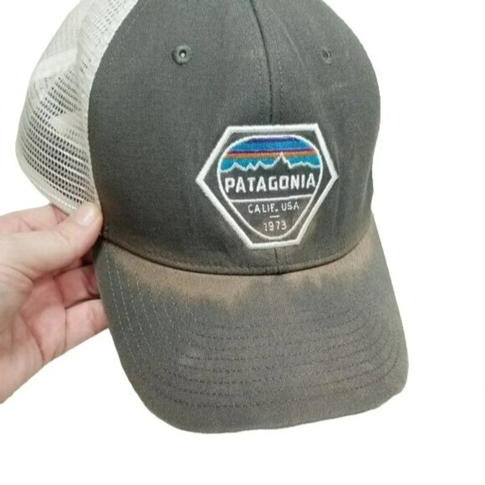 Patagonia Trucker Hat Mesh Sides Adjustable Baseball Dad Cap Water Marks Grey OS